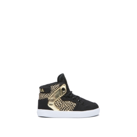 Supra Kids TODDLER VAIDER Black/Gold/white High Top Shoes | CA-52344